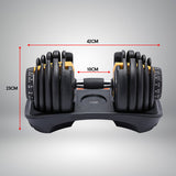 Powertrain  48KG Adjustable Dumbbell Set With Stand - Gold - Low Angle