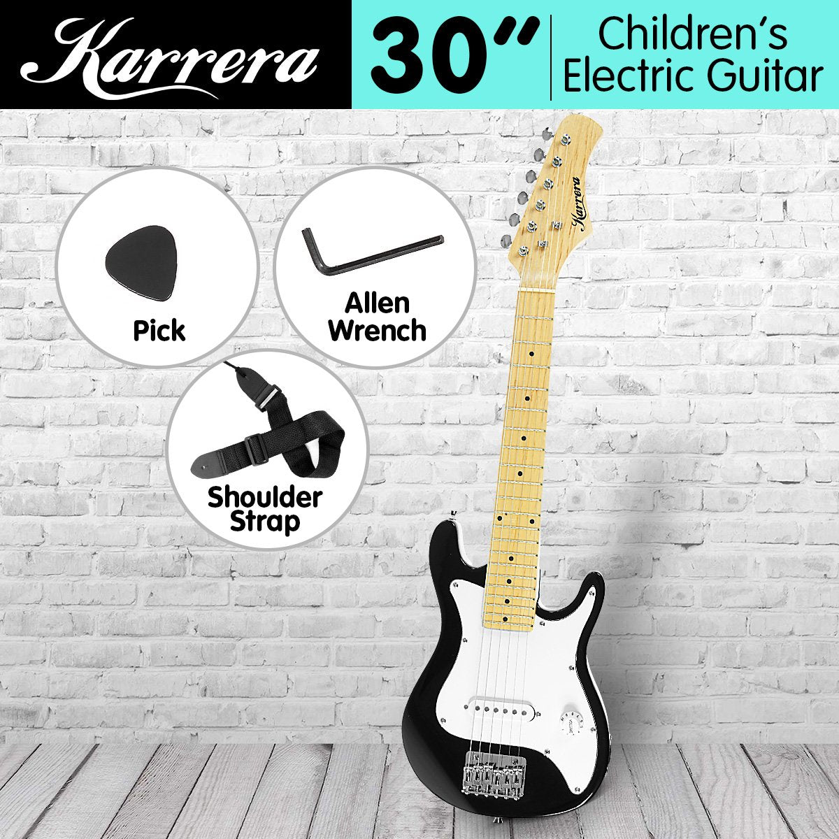 Karrera Kids Electric Guitar - Black 30-inch