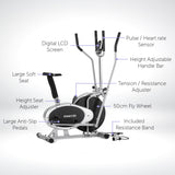 Powertrain 3-in-1 Elliptical Cross Trainer Exercise Bike with Resistance Bands - Front View