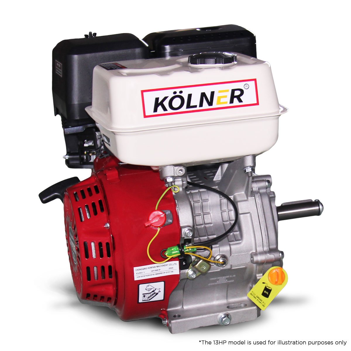 Kolner 16hp 25.4mm Horizontal Key Shaft Q Type Petrol Engine - Recoil Start