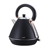 Elegant Rose Gold Trim 1.7L Stainless Steel Kettle - Black