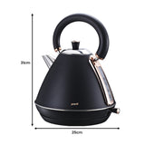 Elegant Rose Gold Trim 1.7L Stainless Steel Kettle - Black