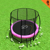 Kahuna 8ft Trampoline Free Ladder Spring Mat Net Safety Pad Cover Round Enclosure Pink