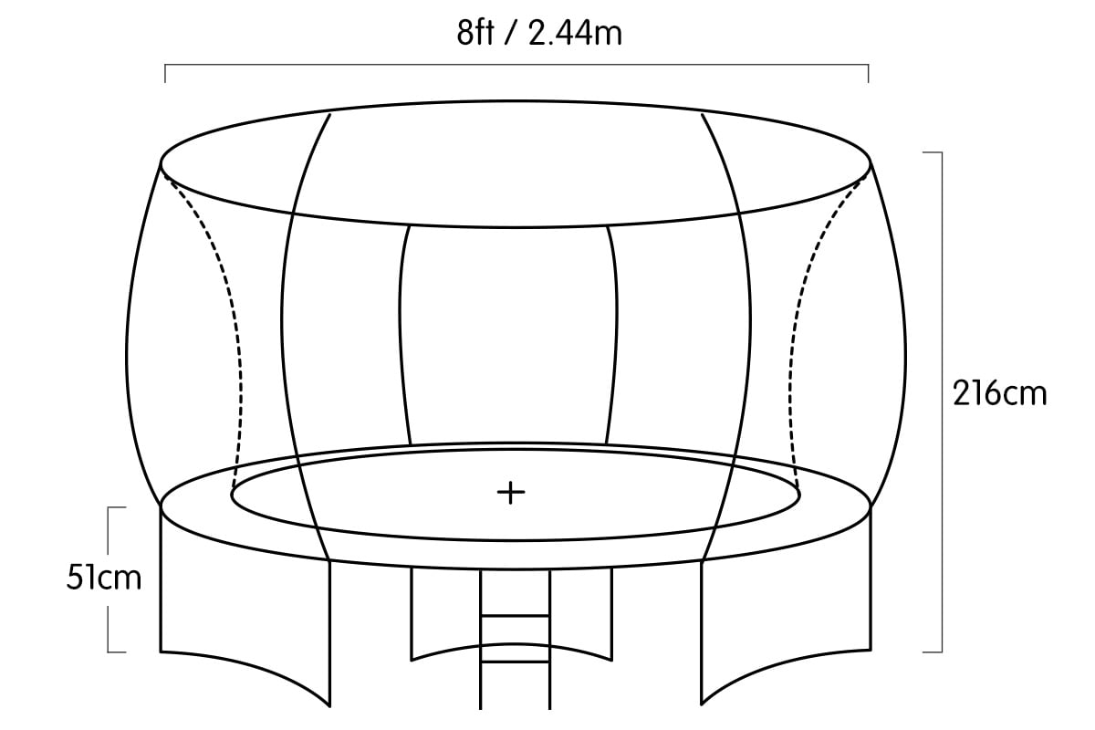 Kahuna 8ft Outdoor Rainbow Trampoline For Kids And Children Suited For Fitness Exercise Gymnastics With Safety Enclosure