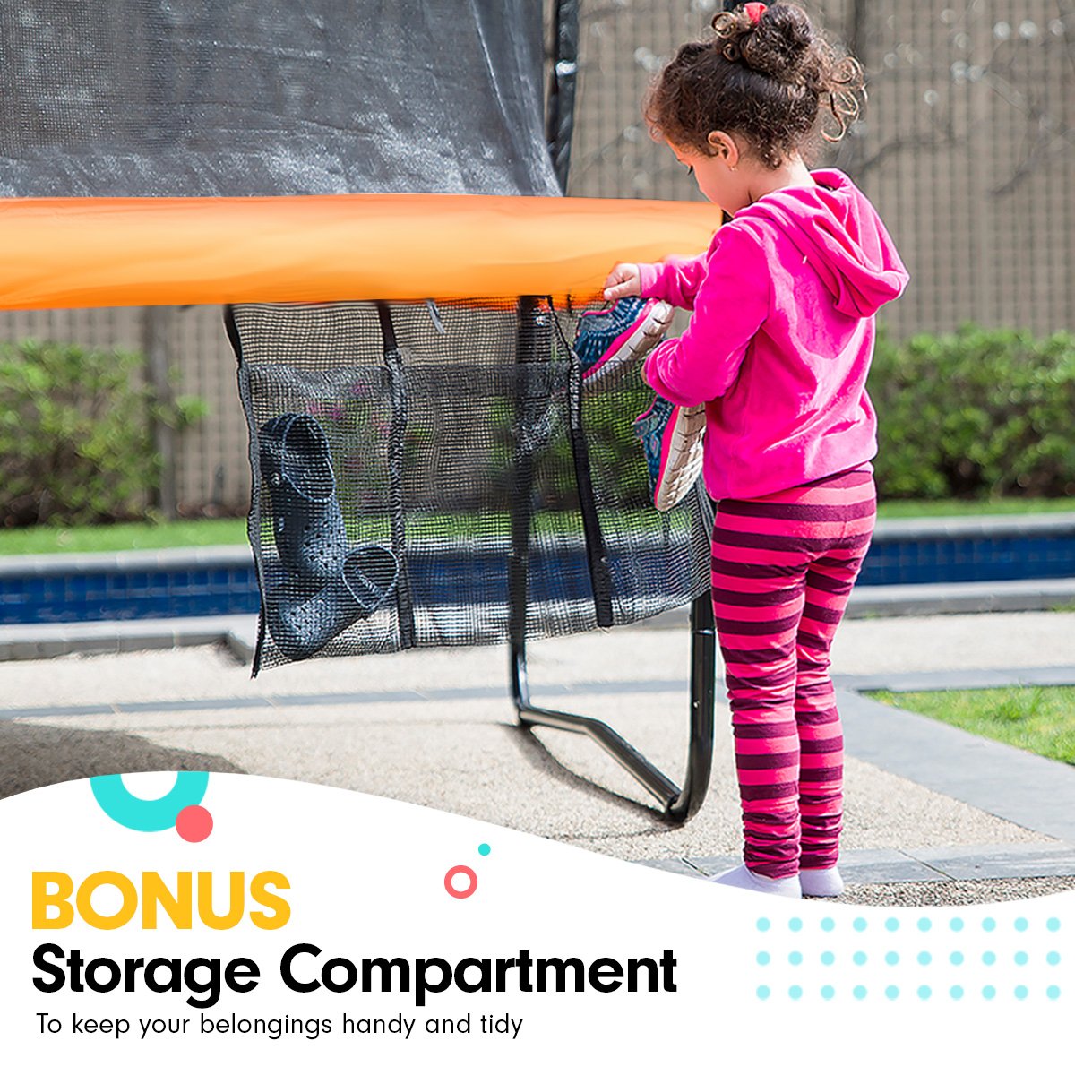 Kahuna 16ft Trampoline Free Ladder Spring Mat Net Safety Pad Cover Round Enclosure - Orange