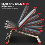 Powertrain Home Gym Bench Adjustable Flat Incline Decline FID 250KG Load - Rear View