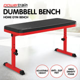 Powertrain Height-Adjustable Exercise Home Gym Flat Weight Bench - Front View