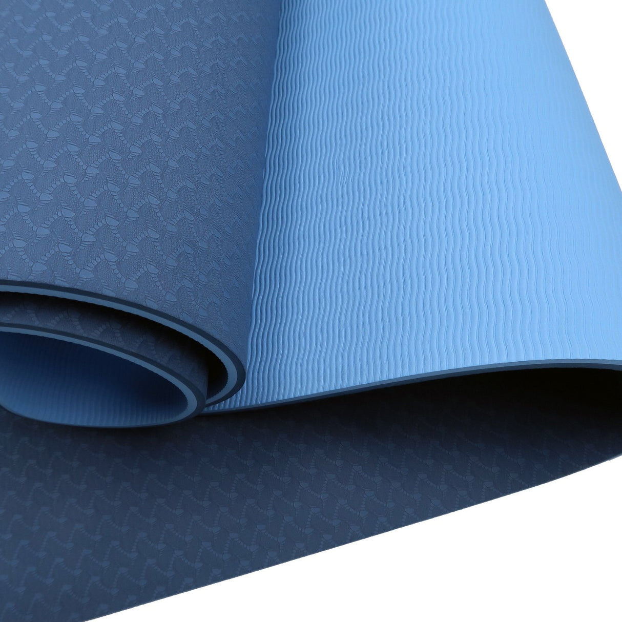 Powertrain Dual Layer 8mm Yoga Mat | Dark Blue | Non-slip Surface And Carry Strap For Ultimate Comfort And Portability