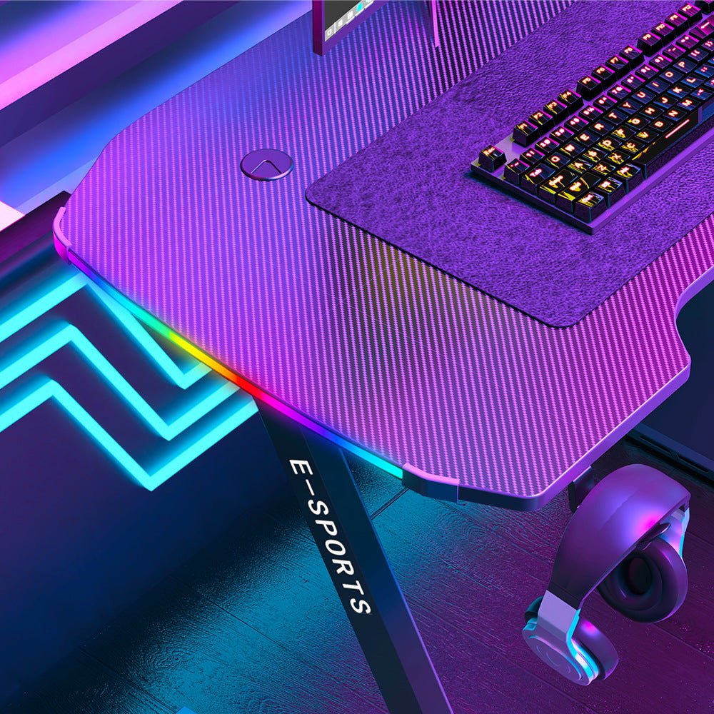 120cm New Arrive Computer Table Z Shaped Gaming Desk With RGB Led Lights Gaming Tables