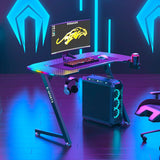 120cm New Arrive Computer Table Z Shaped Gaming Desk With RGB Led Lights Gaming Tables