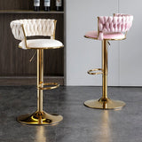 SERENITà Pink Velvet Seat Kitchen Breakfast Bar Stools Counter Height Barstools with Back Cushioned Chairs for Home Bar x2