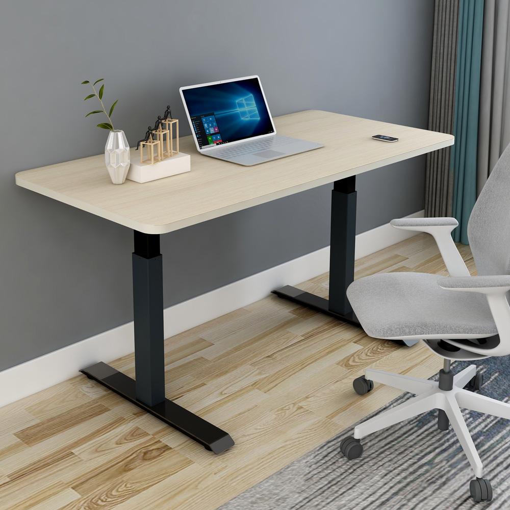 120cm Standing Desk Height Adjustable Sit Grey Stand Motorised Single Motor Frame Birch Top