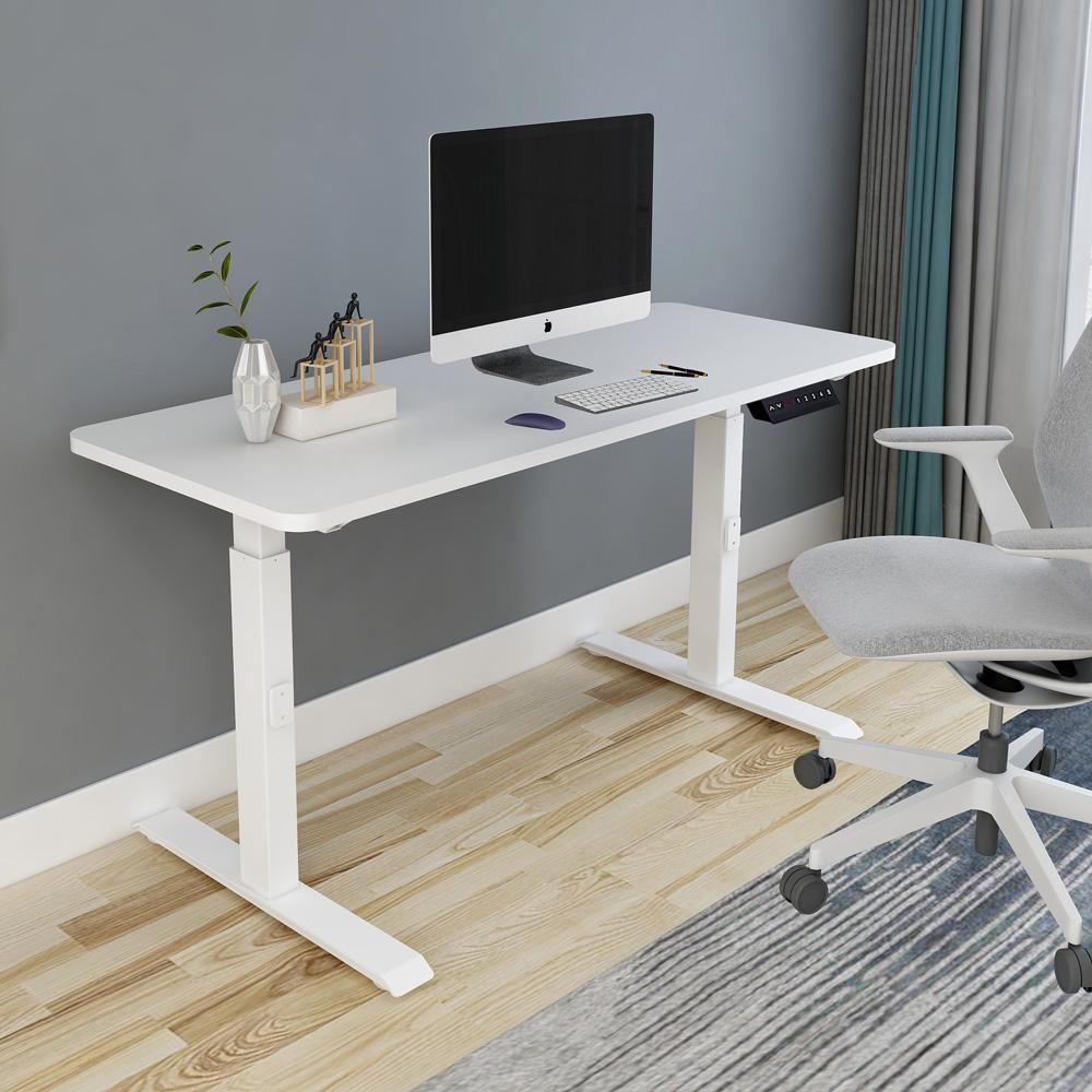 120cm Standing Desk Height Adjustable Sit Grey Stand Motorised Single Motor Frame Birch Top