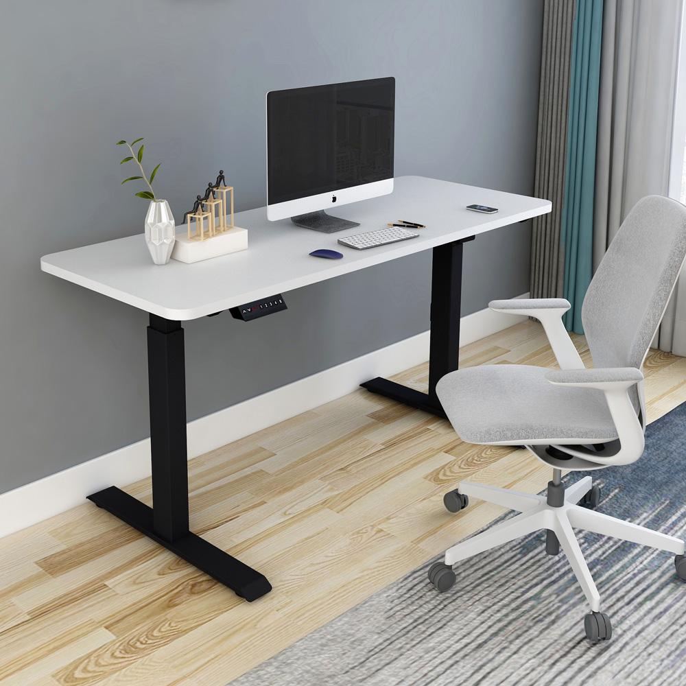 140cm Standing Desk Height Adjustable Sit Stand Motorised Grey Single Motor Frame Maple Top