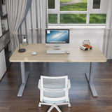 140cm Standing Desk Height Adjustable Sit Stand Motorised Grey Single Motor Frame White Top - Low Angle