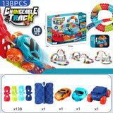 Changeable Track In The Dark Track with LED Light-Up Race Car Flexible Track Toy 184