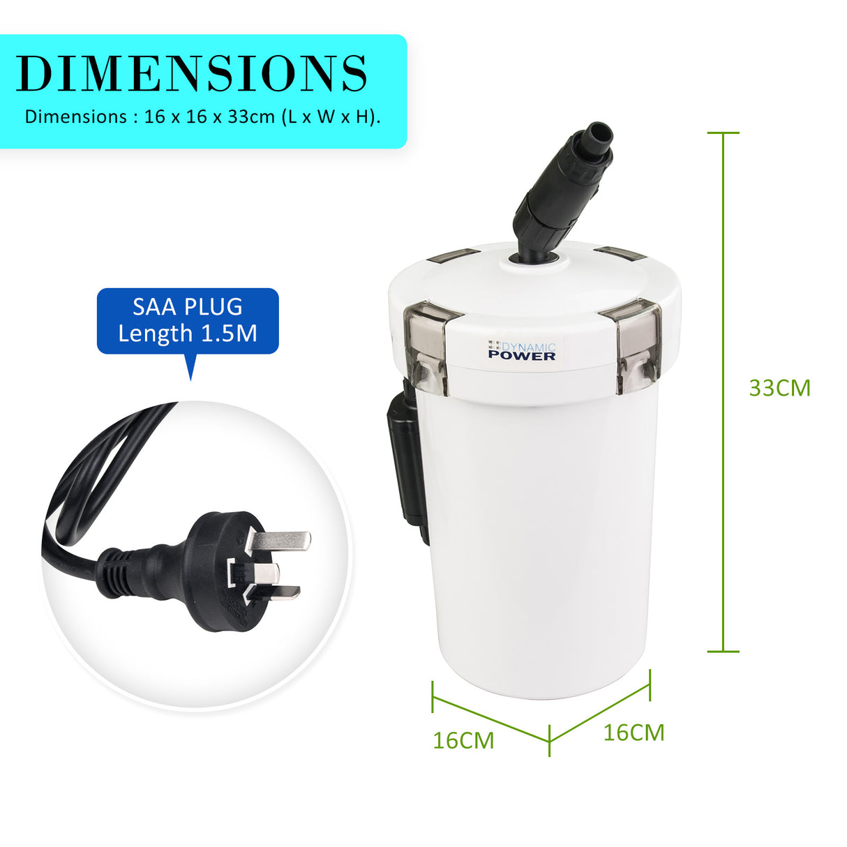 Dynamic Power 400L/H External Aquarium Canister Filter