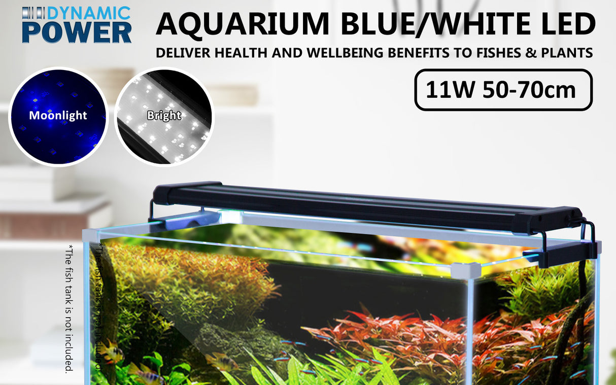 11W Aquarium Blue White LED Light for Tank 50-70cm