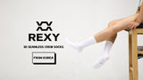 Rexy 15-Pack Large White 3D Seamless Crew Socks - Slim & Breathable