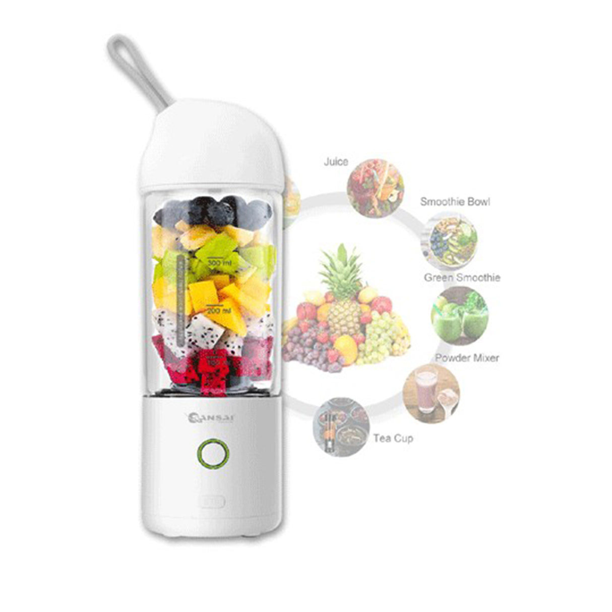 Sansai USB Rechargeable 400ML Portable Blender in White