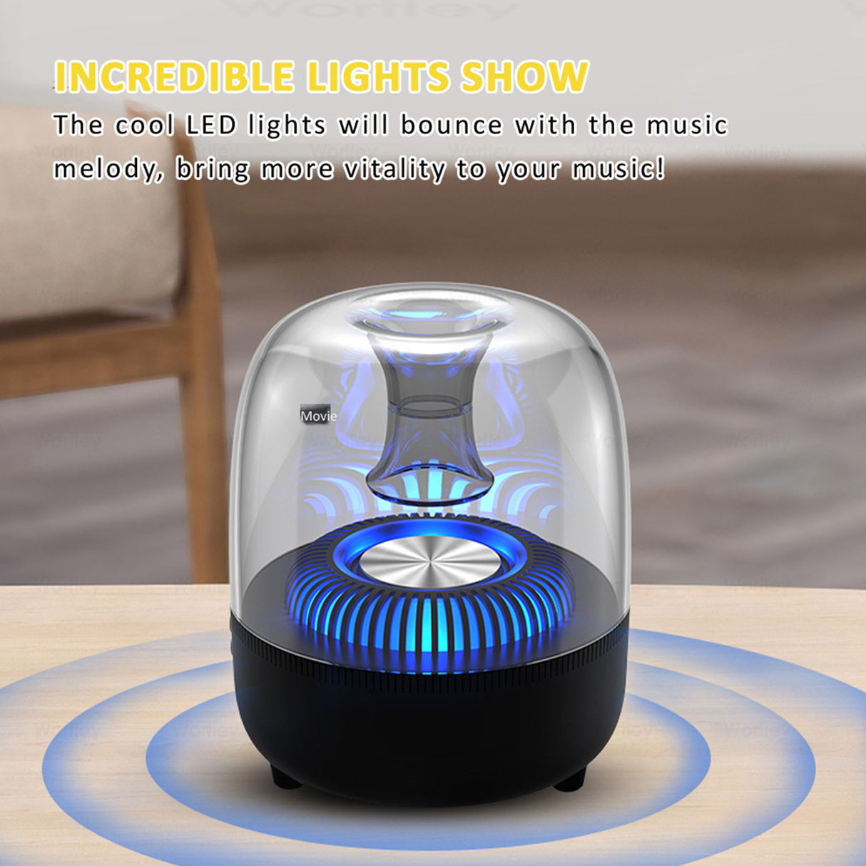 Portable LED Bluetooth Speaker with TWS Stereo, FM Radio, and USB/TF/AUX Connectivity