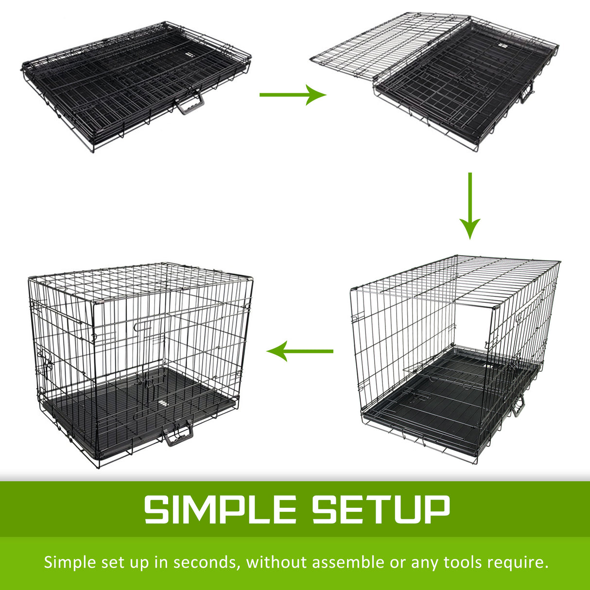 Wire Dog Cage Foldable Crate Kennel 30in with Tray