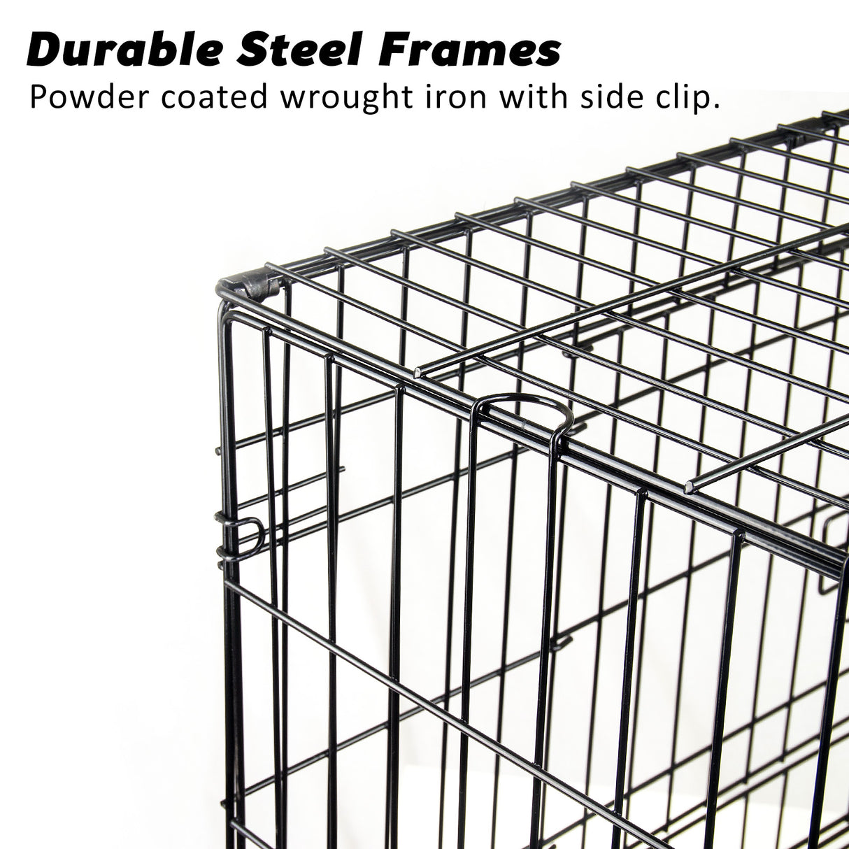 Wire Dog Cage Foldable Crate Kennel 42in with Tray + Cushion Mat Combo