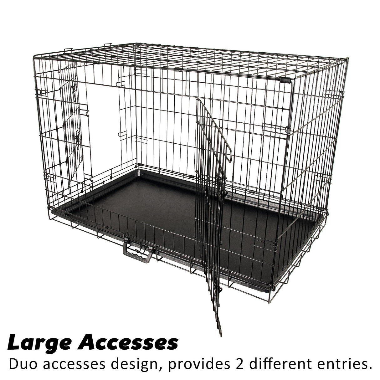 Wire Dog Cage Foldable Crate Kennel 42in with Tray + Cushion Mat Combo