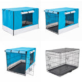 Wire Dog Cage Foldable Crate Kennel 36in with Tray + BLUE Cover Combo