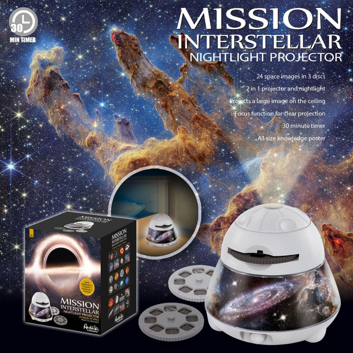 Mission Interstellar Dreamy Sky Night Light Projector - Kids STEAM Toy