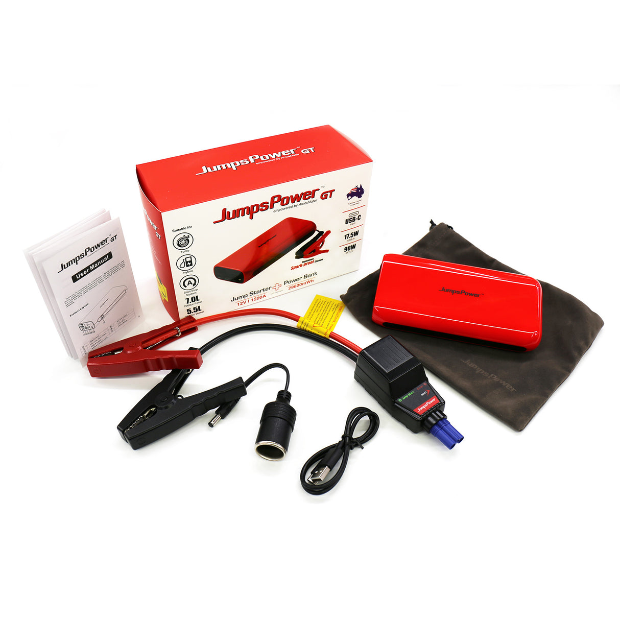 1500A JumpsPower GT Ultimate Jump Starter and Powerbank with 29600mWh Capacity