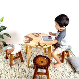 Hand Carved Children's Table Wooden MONKEY Theme