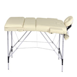 YES4HOMES 3 Fold Portable Aluminium Massage Table Massage Bed Beauty Therapy Beige