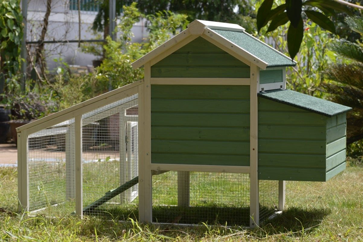 YES4PETS Green Small Chicken coop with nesting box for 2 Chickens / Rabbit Hutch