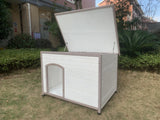 YES4PETS XXL Timber Pet Dog Kennel House Puppy Wooden Timber Cabin With Stripe White - Front View