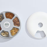 6 Meal Automatic Pet Dog Cat Food Feeder Dispenser with Programmable Timer White - Top-Down View