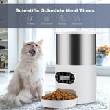 YES4PETS Electric Automatic Pet Dog Cat Rabbit Feeder Stainless Steel 4.5L Dispenser - Front View