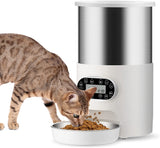 YES4PETS Electric Automatic Pet Dog Cat Rabbit Feeder Stainless Steel 3L Dispenser - Front View