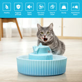 YES4PETS Blue Ceramic Electric Pet Water Fountain Dog Cat Water Feeder Bowl Dispenser - Front View