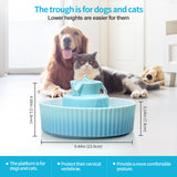 YES4PETS Blue Ceramic Electric Pet Water Fountain Dog Cat Water Feeder Bowl Dispenser - Side View