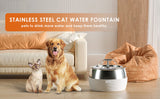 YES4PETS 3L Automatic Electric Pet Water Fountain Dog Cat Stainless Steel Feeder Bowl Dispenser White