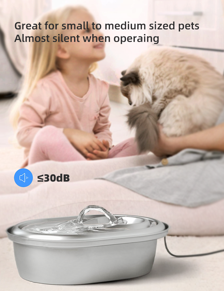 YES4PETS 2L Automatic Electric Pet Water Fountain Dog Cat Stainless Steel Feeder Bowl Dispenser