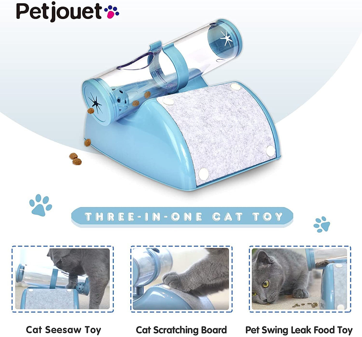 YES4PETS Cat Play Box Kit Pet Toy Kitten Toys Interactive Ball Peek Hunting Toy-Blue