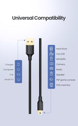 UGREEN 0.25M Mini-USB to USB-A High-Speed Data Transfer Cable