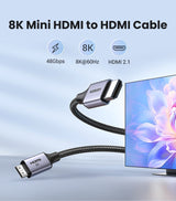 UGREEN 15514 8K Mini-HDMI to HDMI Cable, 1 Meter - High-Speed Bi-Directional Connection with Dynamic HDR & eARC Support