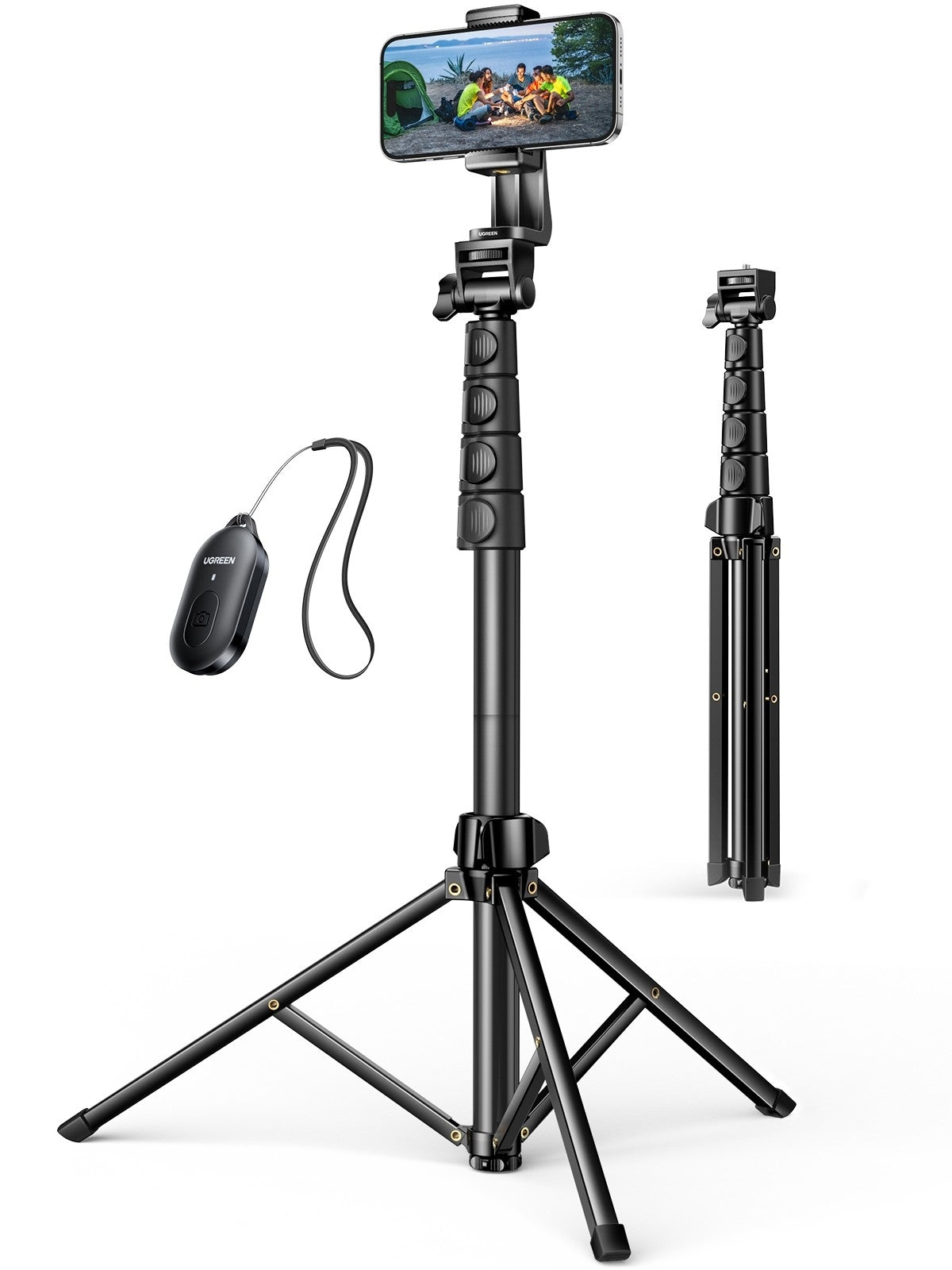 UGREEN 15609 3-in-1 Extendable Selfie Stick Tripod with Bluetooth Remote - 1.7m Height