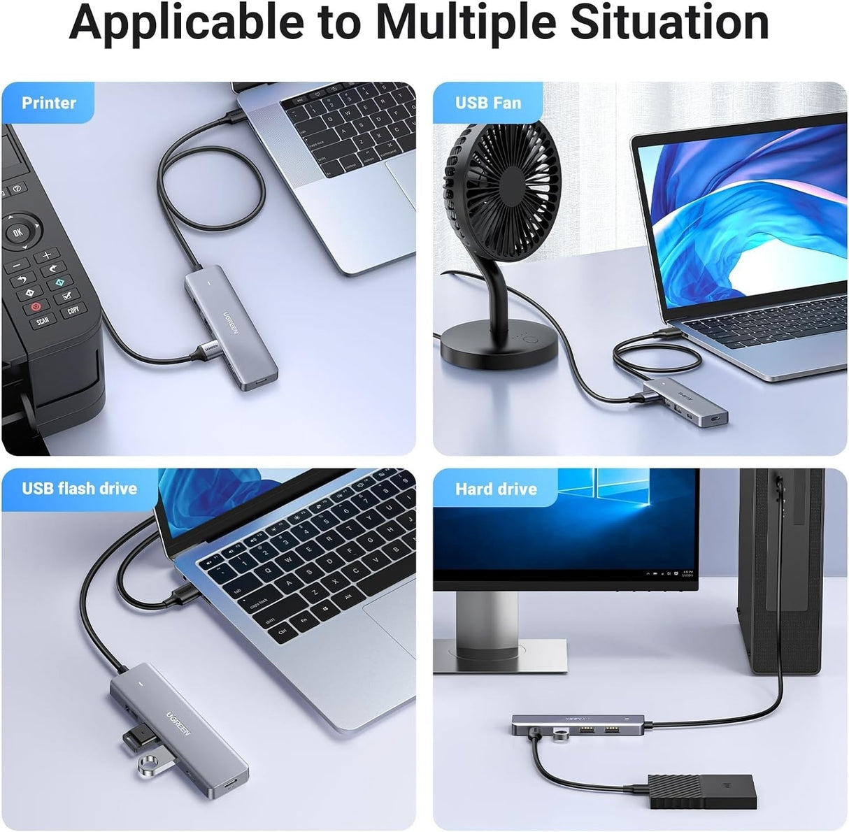 UGREEN 4-Port USB 3.0 Hub with USB-C and USB-A Expansion