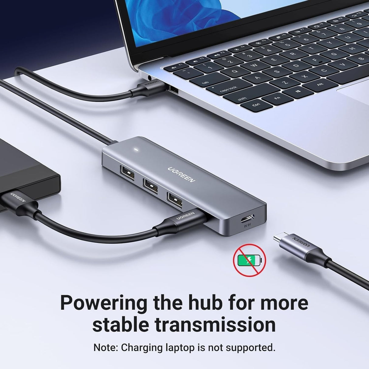 UGREEN 4-Port USB 3.0 Hub with USB-C and USB-A Expansion