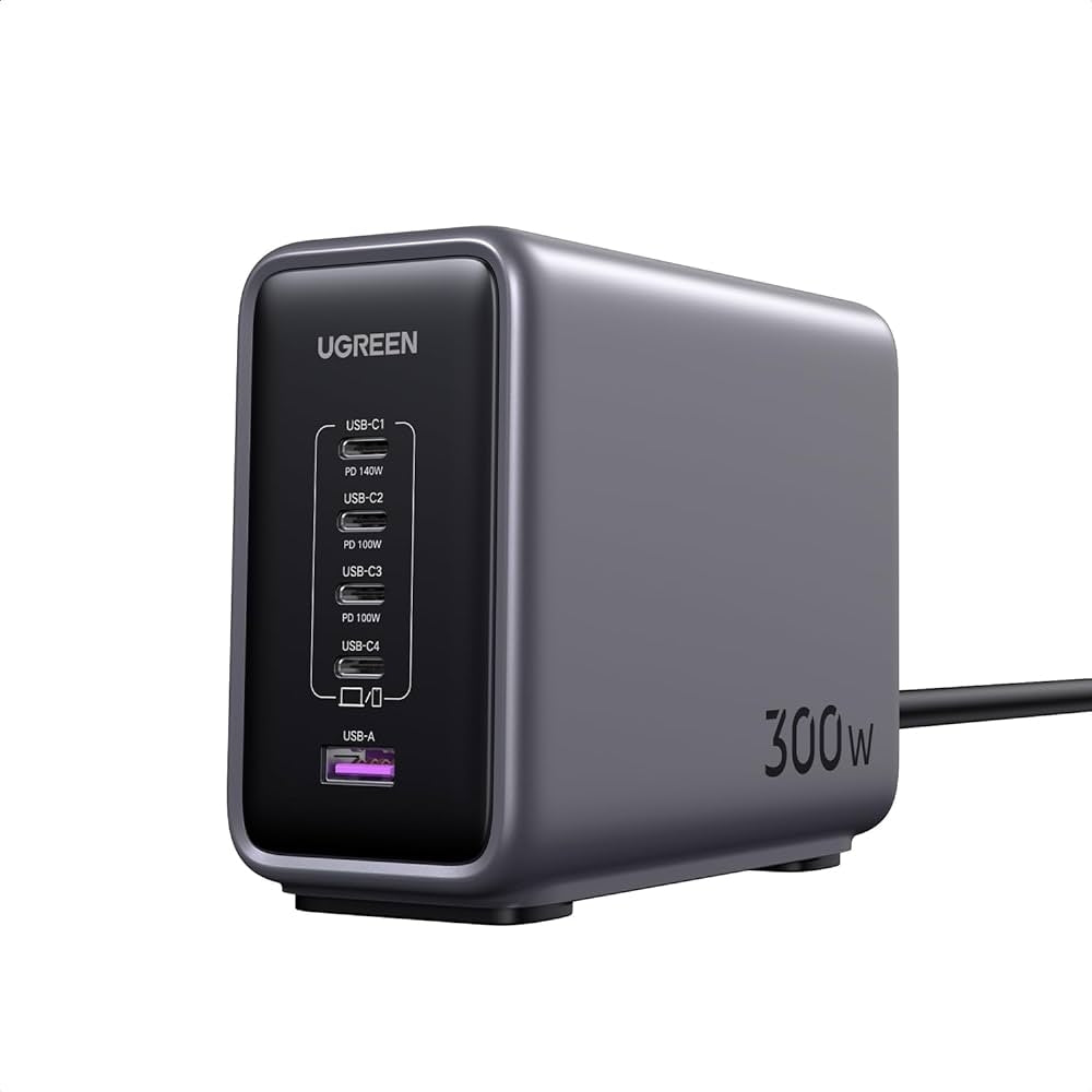 UGREEN Nexode 300W 5-Port GaN USB-C Fast Charger for Multiple Devices