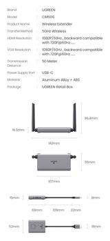 UGREEN 50633A 70m Wireless HDMI Transmitter and Receiver Set